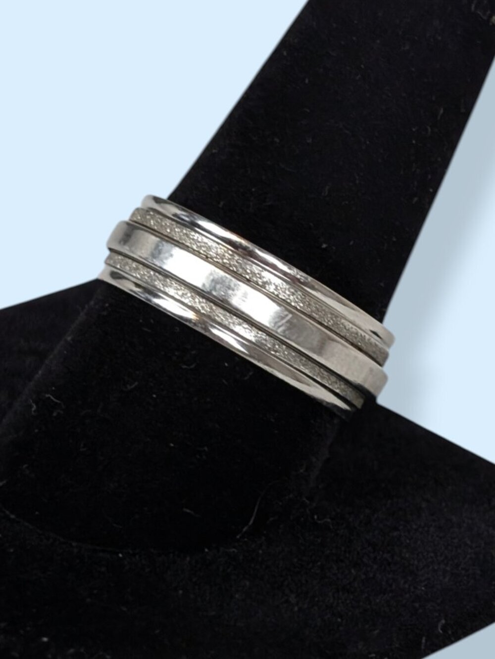 Silver Metallic Spinner Fidget Ring - Picture 2 of 6